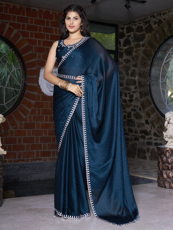 Embellished Beads and Stones Pure chinon Saree